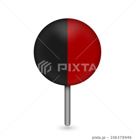 Map pointer with Aosta Valley Flag. Region of Italy. Vector illustration. 106378946