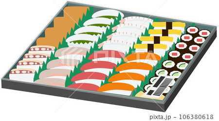 パックに入ったたくさんのお寿司 パックに入ったたくさんのお寿司 106380618