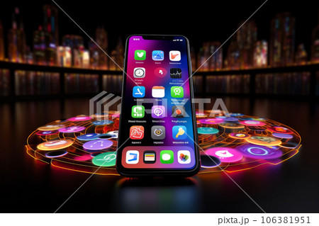 スマートフォンの画面 AI生成画像 AI画像 スマートフォンの画面 AI生成画像 AI画像 106381951