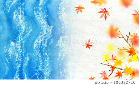 和風な紅葉の背景素材 藍染風 和風な紅葉の背景素材 藍染風 106382710
