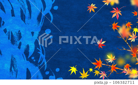 和風な紅葉の背景素材　藍染風 106382711