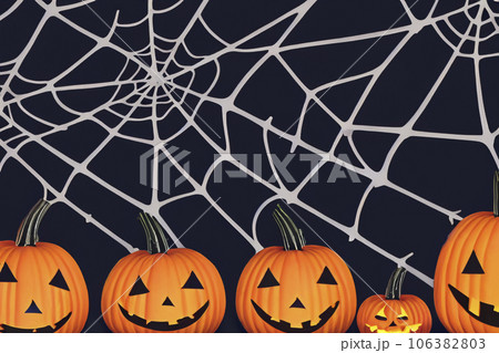 Halloween Bat Spider Web And Pumpkin Lantern PNG Images