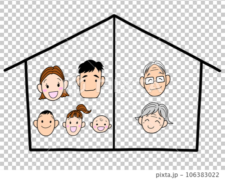 二世帯住宅のイラスト カラー 二世帯住宅のイラスト カラー 106383022
