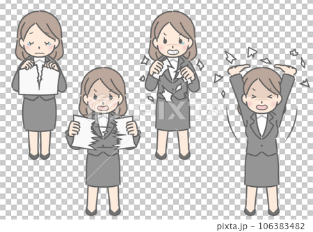Young woman tearing paper (suit) 106383482
