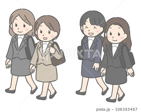 一緒に歩く若い女性（スーツ） 106383487