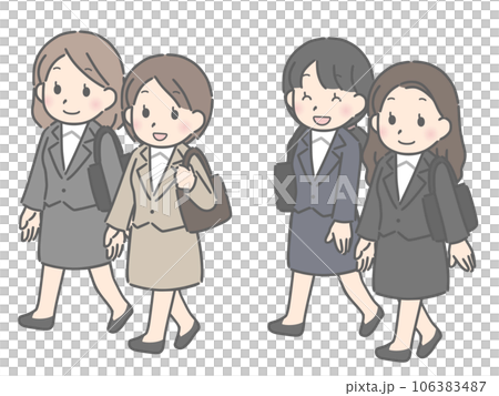 一緒に歩く若い女性（スーツ） 106383487