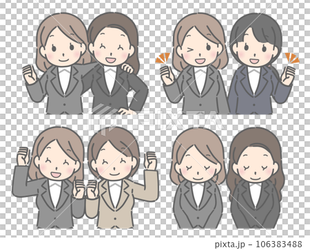 Young women posing as a duo (suits) Young women posing as a duo (suits) 106383488