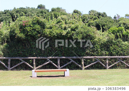 無人の公園のベンチ 無人の公園のベンチ 106383496