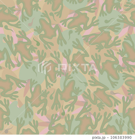Vector seamless pattern with frogs on beige background. 106383990