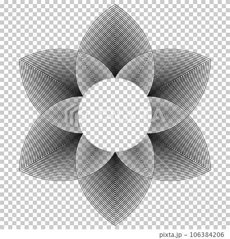 Abstract Decorative Geometric Halftone Radial Pattern in Flower Shape. Vector Art. 106384206