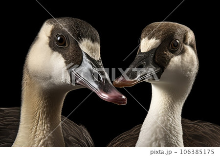 Geese photo realistic illustration - Generative AI. Geese photo realistic illustration - Generative AI. 106385175