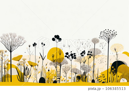 ミニマリスト・黄と黒の和風柄(公園と植物) ミニマリスト・黄と黒の和風柄(公園と植物) 106385513
