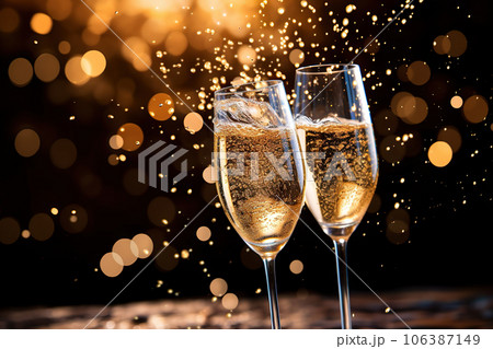 Cheers to Celebration Toasting with Champagne for Special Moments. created with Generative AI 106387149