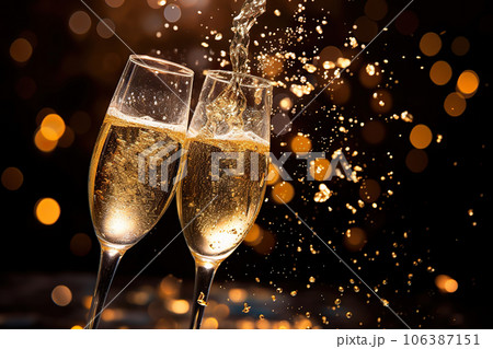 Cheers to Celebration Toasting with Champagne for Special Moments. created with Generative AI Cheers to Celebration Toasting with Champagne for Special Moments. created with Generative AI 106387151