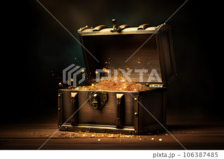 Magical Treasure Chest Unveiled - Glowing Sparkles and Stars in Enchanted Discovery. created with Generative AI 106387485