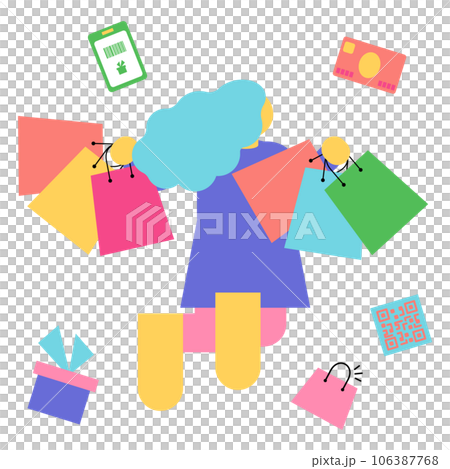 Jumping woman enjoying shopping Jumping woman enjoying shopping 106387768