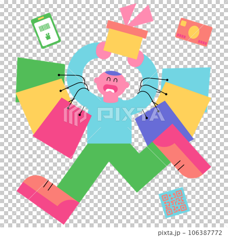 A jumping man enjoying shopping A jumping man enjoying shopping 106387772