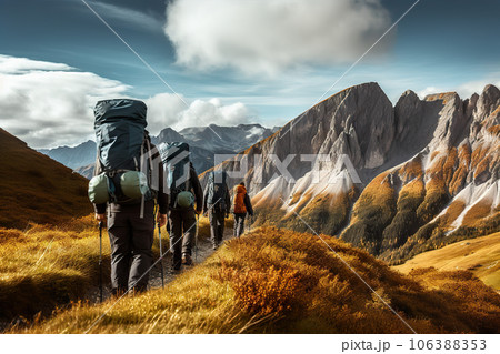 Awe-Inspiring Mountain Adventur Hiking in the...のイラスト素材 ...