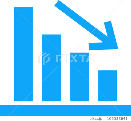 右肩下がりのグラフの青いイラスト 106388641