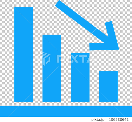 右肩下がりのグラフの青いイラスト 106388641