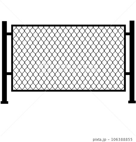 Metal fence icon. Braid wire fence sign. Grid metal chain-link symbol. Wire fence logo. flat style. Metal fence icon. Braid wire fence sign. Grid metal chain-link symbol. Wire fence logo. flat style. 106388855