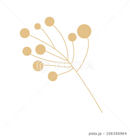 Vector stock illustration of gypsophila isolated on white background. Cream branch of dry grass. Soft beige color. Template for a wedding card. Vector illustration in flat style. Vector stock illustration of gypsophila isolated on white background. Cream branch of dry grass. Soft beige color. Template for a wedding card. Vector illustration in flat style. 106388964