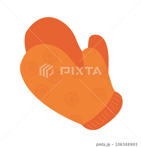 Warm knit mittens flat cartoon style simple vector illustration, warm clothes for autumn and winter cold period, seasonal Christmas holiday accessory for design purposes 106388993