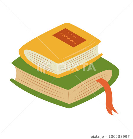 Vector illustration in flat style on theme of autumn reading, books, cozy autumn. Stack of books, hand drawn illustration. Cozy autumn, season concept 106388997