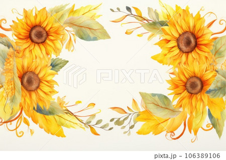 Watercolor frame decorated with sunflowers 106389106