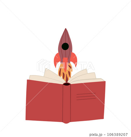 Book with taking off rocket Book with taking off rocket 106389207