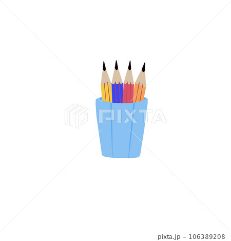 Pencils in a glass different four colours Pencils in a glass different four colours 106389208