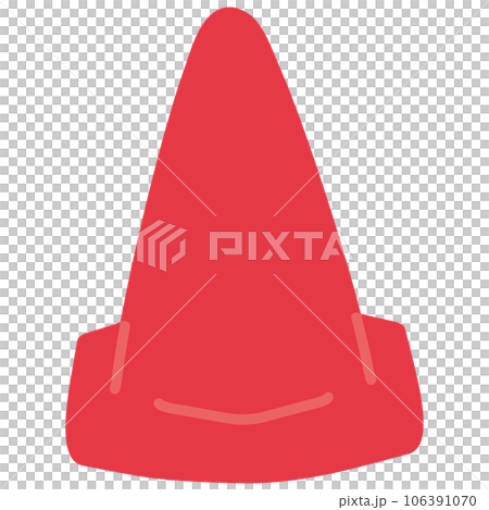 シンプルにデフォルメした三角コーンの手書きイラスト 106391070