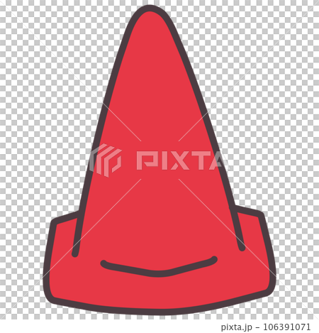 Hand-drawn illustration of a simple deformed triangular cone 106391071