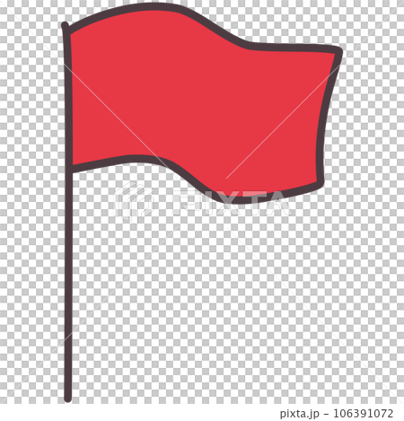 Hand-drawn illustration of a simple deformed red flag 106391072