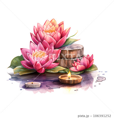 Pink lotus diwali watercolor for banner design. Pink lotus diwali watercolor for banner design. 106391252