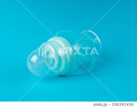 Baby Cup, Blue Baby Bottle with Pacifier, Little Children Equipment, Plastic Children's Sippy Drinking Cup 106391456