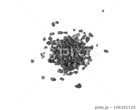 Gravel Pile Isolated, Grey Coarse Sand, Fine Granular Stones, Grit Sand, Small Grey Rock Texture 106391520
