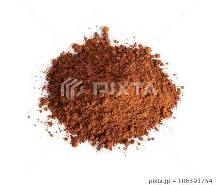 Cocoa Powder Isolated, Cacao Dust Pile, Dry Ground Cocoa Beans, Cocao Powder Pile for Chocolate 106391754