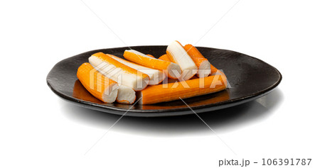 Crab Stick Isolated, Orange Crabstick Closeup, Crabmeat Food, Crabmeat Fish Sticks, Crab Sticks 106391787