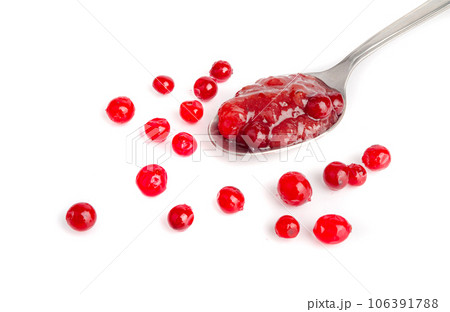 Cranberry Jam Smear, Red Marmalade Splash, Cranberries Jelly, Fruity Confiture Smudge 106391788