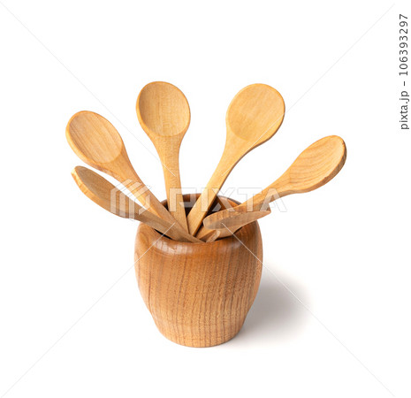Wooden Spoon Isolated, New Wood Spoons, Small Ladle, Vintage Kitchen Accessory, Retro Wooden Spoons 106393297