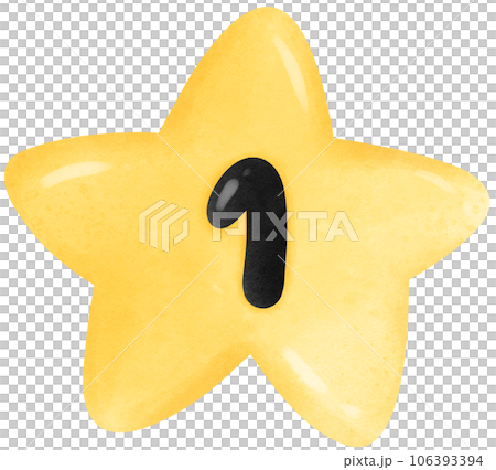 Cute star watercolor number one 106393394