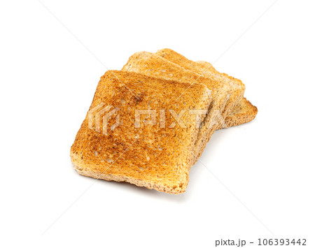 Bread Toasts Isolated, Toasted Sandwich Square Slices, Loaf Pieces for Toast on White Background 106393442