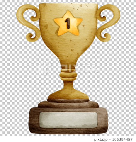 Isolated cute golden trophy with number 1 star in watercolor style and transparent background Isolated cute golden trophy with number 1 star in watercolor style and transparent background 106394487