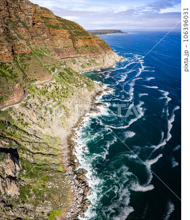 Aerial view of Chapman's Peak drive in Cape Town, Western Cape, South Africa 106396031