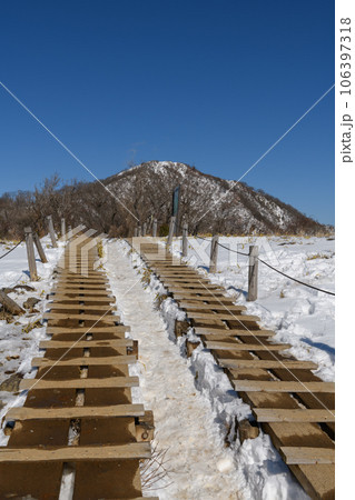 冬の塔ノ岳の登山道 106397318