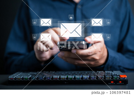 message notification on smartphone. technology message on screen device. 106397481