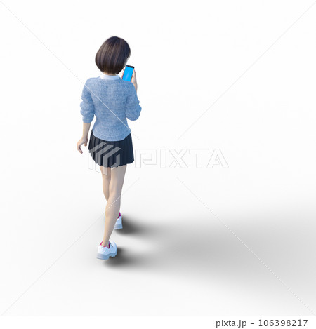 スマートフォンを見せる女子学生　perming3DCGイラスト素材 106398217