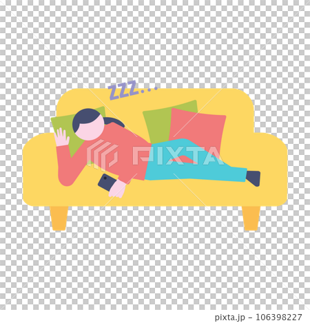 woman falling asleep on the sofa 106398227