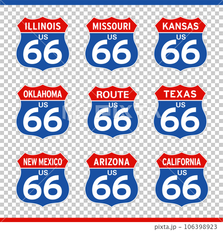 ROUTE66 Route 66 8 State Signs Color 106398923